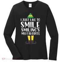 Smiling Is My Favorite Christmas Elf Buddy Women's Long Sleeve Shirt thumb 0