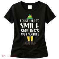 Smiling Is My Favorite Christmas Elf Buddy Women's T-Shirt thumb 0
