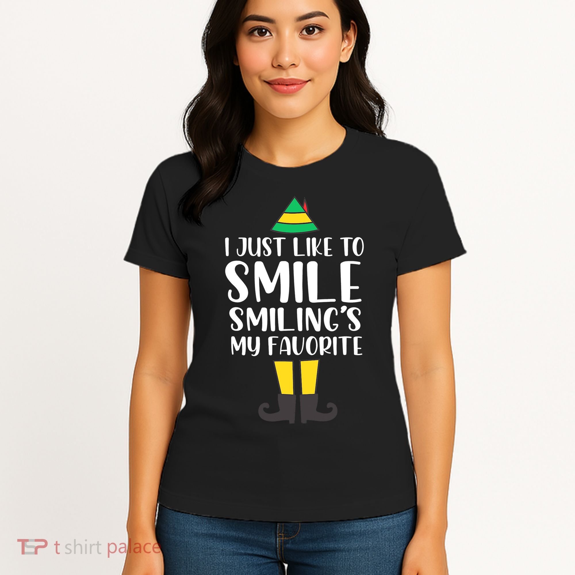 Smiling Is My Favorite Christmas Elf Buddy Women's T-Shirt