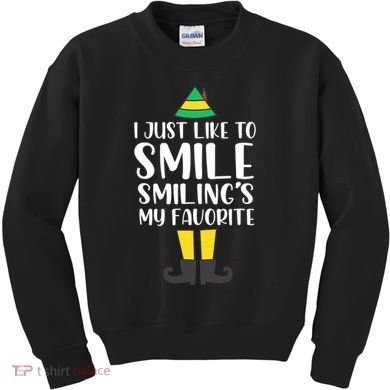 Smiling Is My Favorite Christmas Elf Buddy Kids Sweatshirt