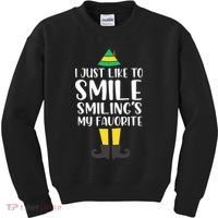 Smiling Is My Favorite Christmas Elf Buddy Kids Sweatshirt thumb 0