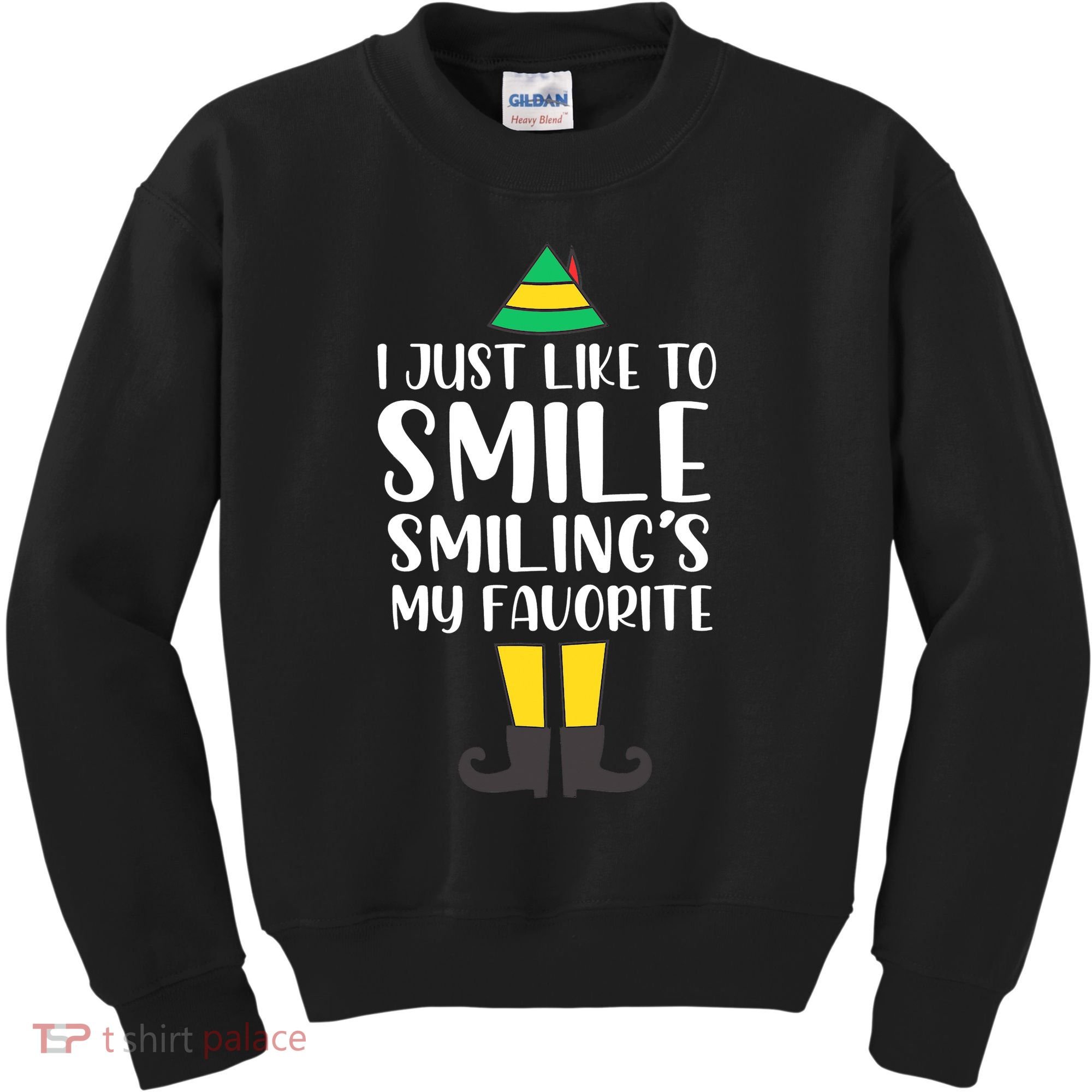 Smiling Is My Favorite Christmas Elf Buddy Kids Sweatshirt