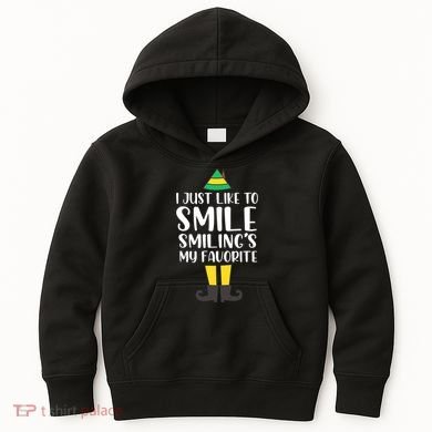 Smiling Is My Favorite Christmas Elf Buddy Kids Hoodie