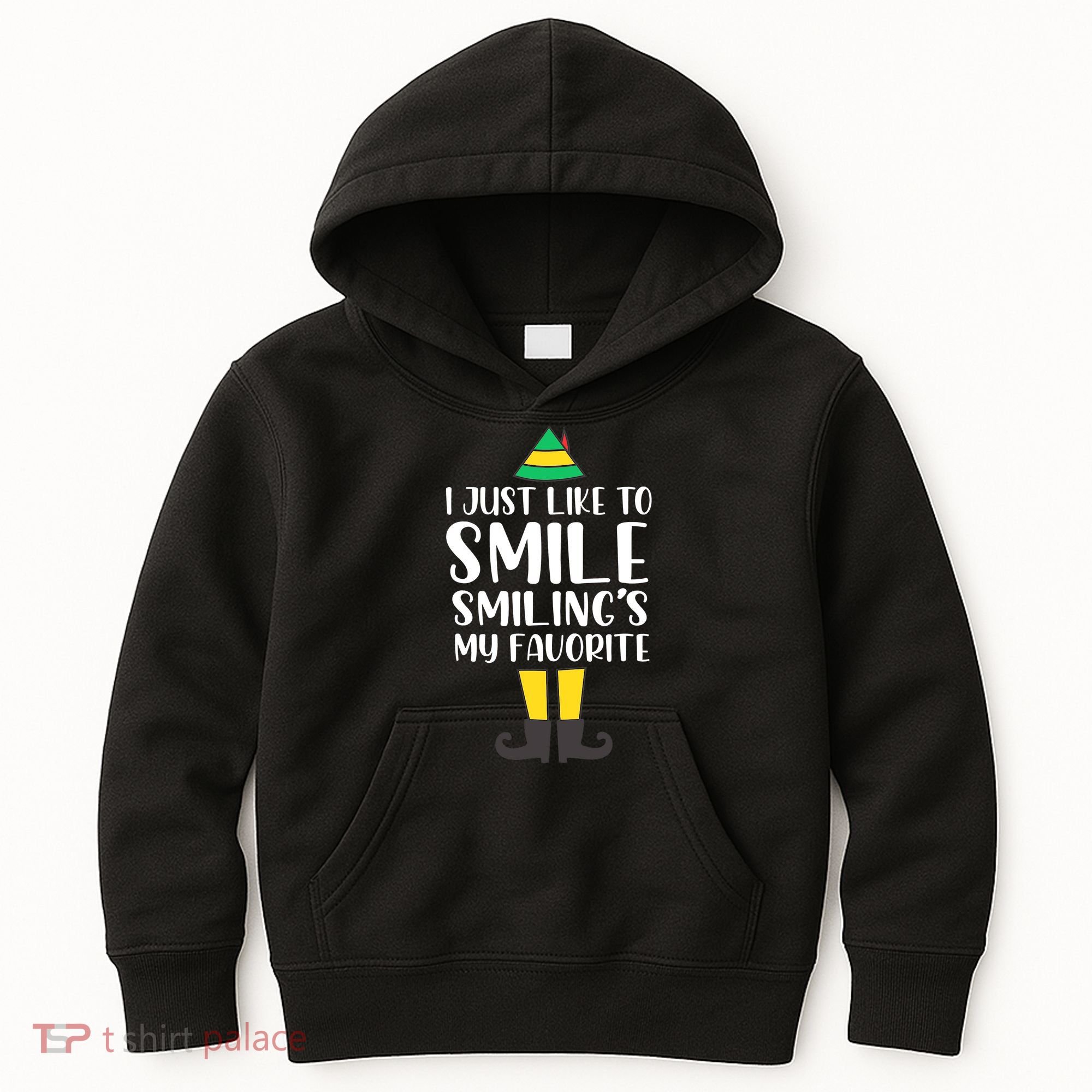 Smiling Is My Favorite Christmas Elf Buddy Kids Hoodie