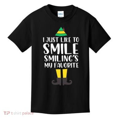 Smiling Is My Favorite Christmas Elf Buddy Kids T-Shirt