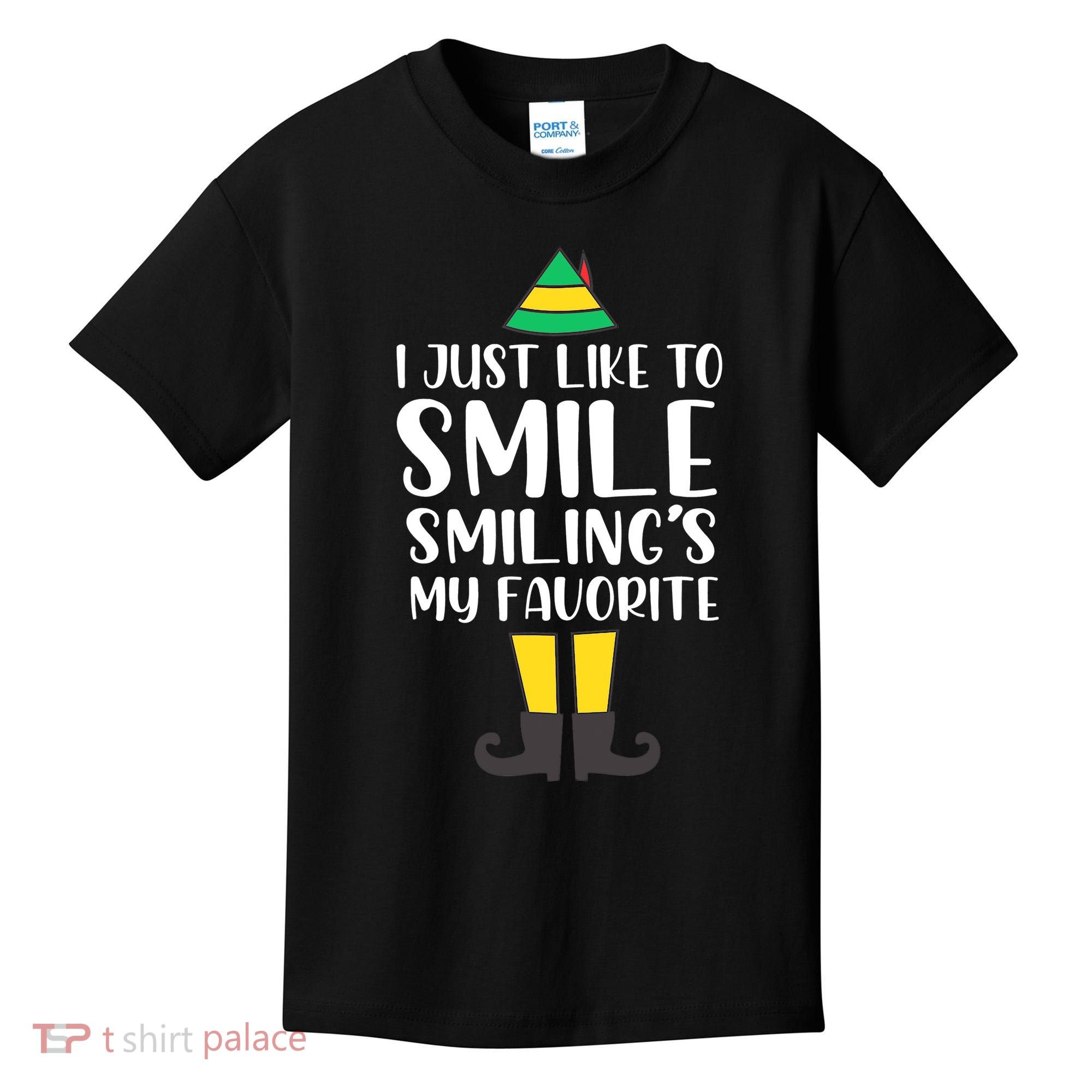 Smiling Is My Favorite Christmas Elf Buddy Kids T-Shirt