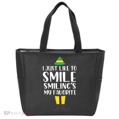 Smiling Is My Favorite Christmas Elf Buddy Tote Bag