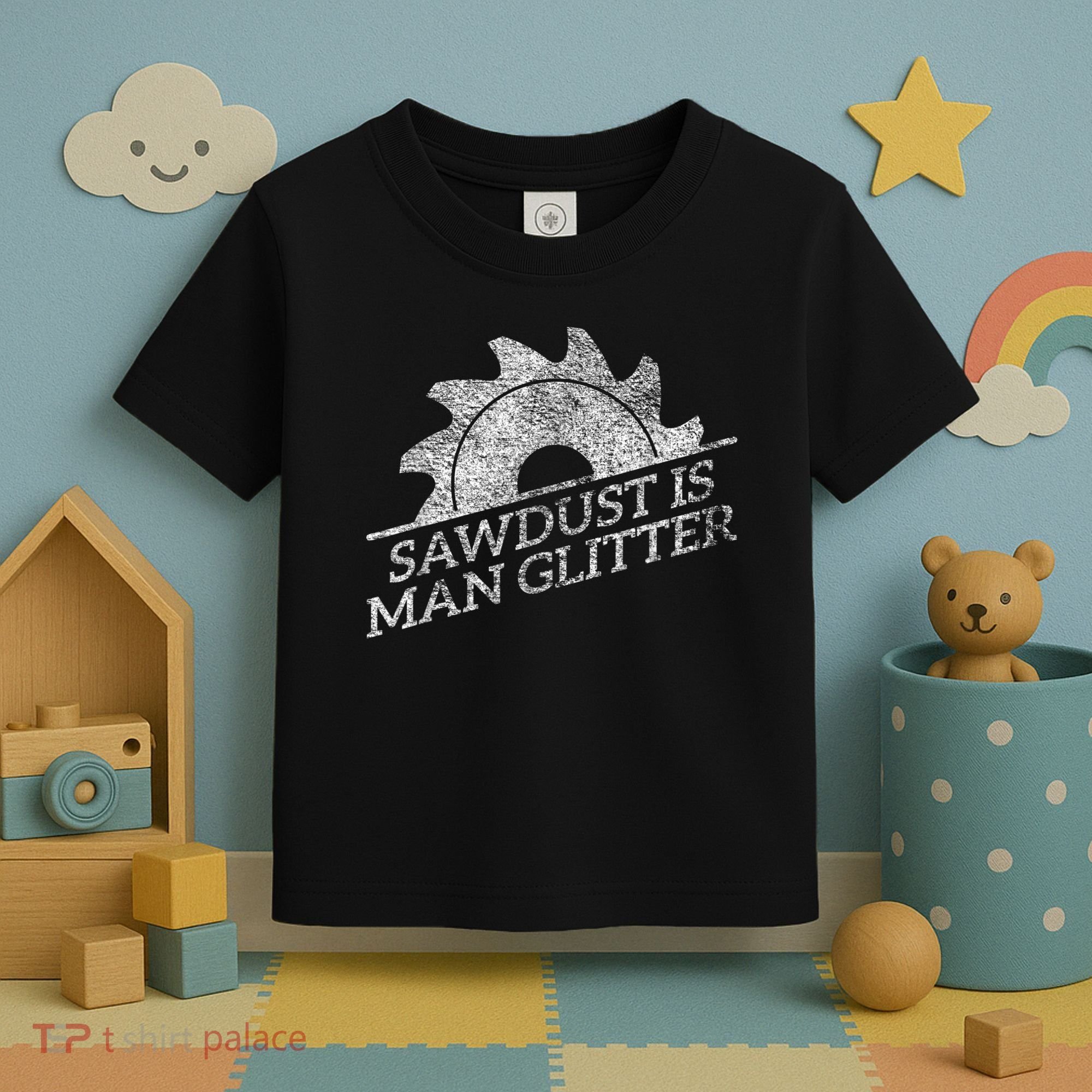 SAWDUST IS MAN GLITTER LUMBERJACK WOOD WORKER CARPENTER Toddler T-Shirt
