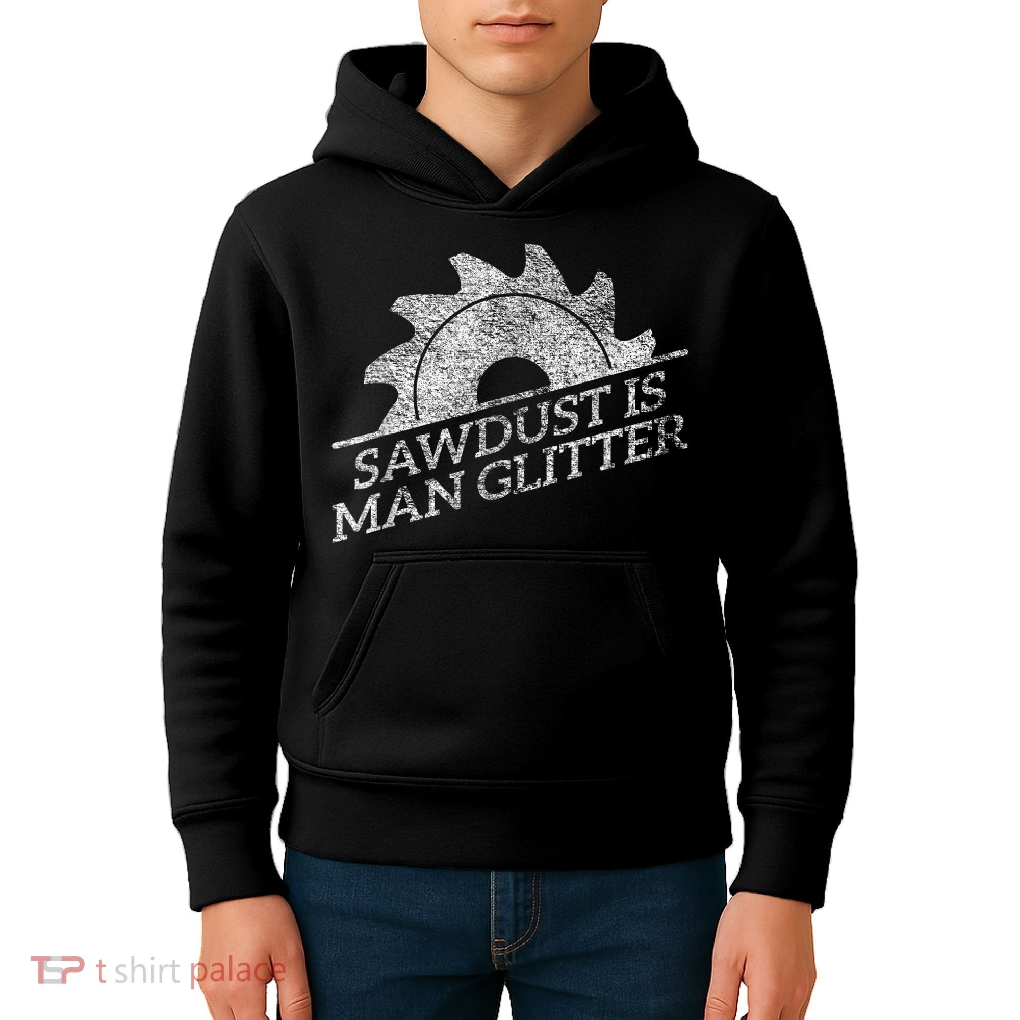SAWDUST IS MAN GLITTER LUMBERJACK WOOD WORKER CARPENTER Kids Hoodie