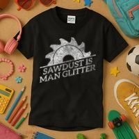 SAWDUST IS MAN GLITTER LUMBERJACK WOOD WORKER CARPENTER Kids T-Shirt thumb 3