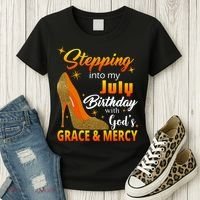 Stepping Into My July Birthday With God's Grace And Mercy Women's T-Shirt thumb 3