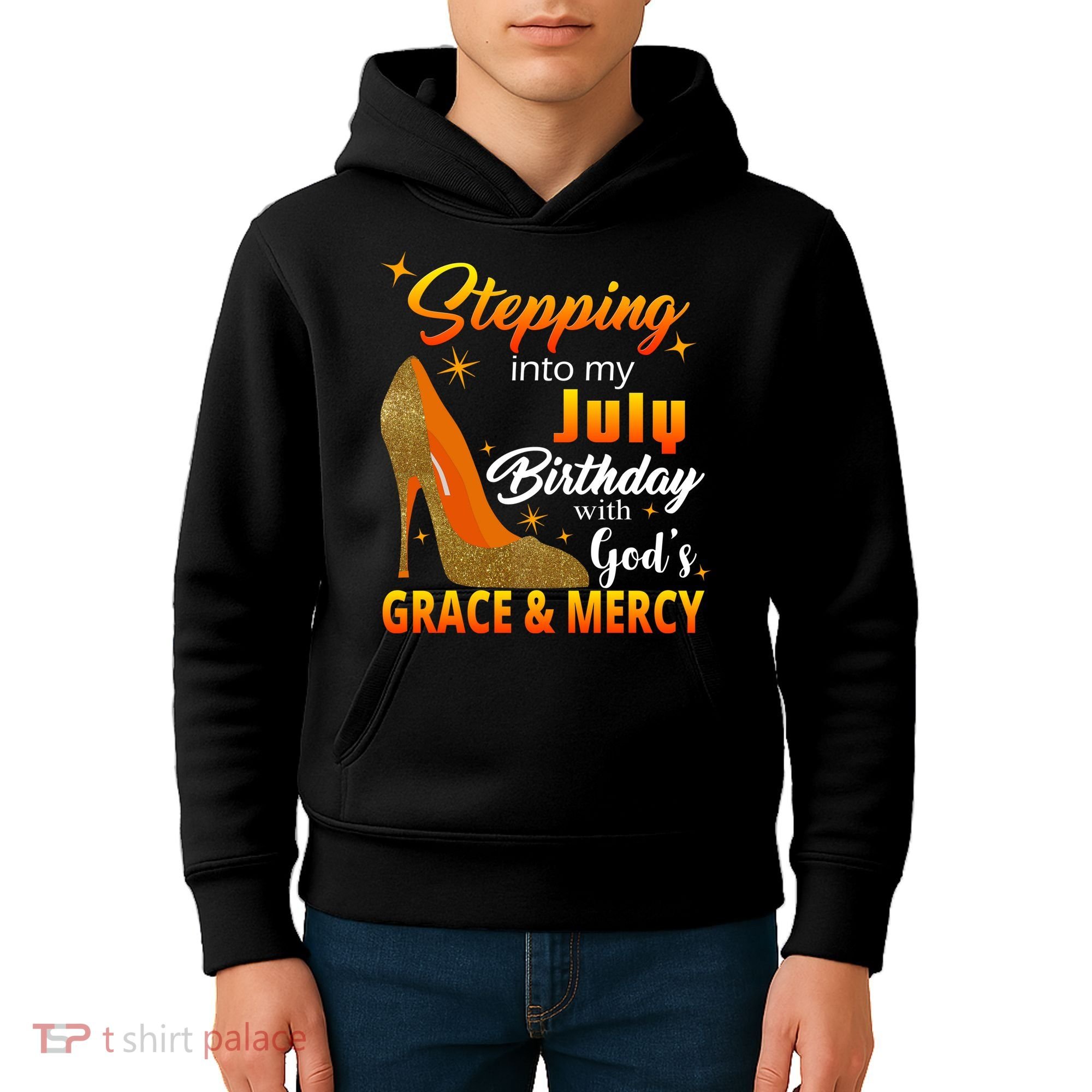 Stepping Into My July Birthday With God's Grace And Mercy Kids Hoodie