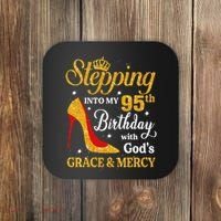 Stepping Into My 95th Birthday Gift Women 95 Year Old Coaster thumb 0