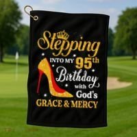 Stepping Into My 95th Birthday Gift Women 95 Year Old Golf Towel thumb 1