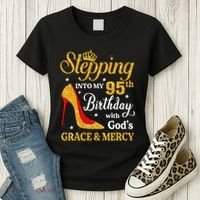 Stepping Into My 95th Birthday Gift Women 95 Year Old Women's T-Shirt thumb 3