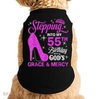 Stepping Into My 55th Birthday With God's Grace And Mercy Doggie Tank thumb 0