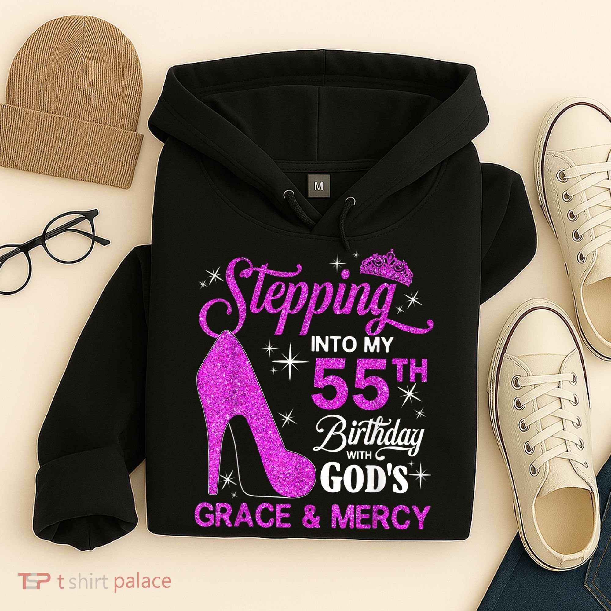 Stepping Into My 55th Birthday With God's Grace And Mercy Hoodie