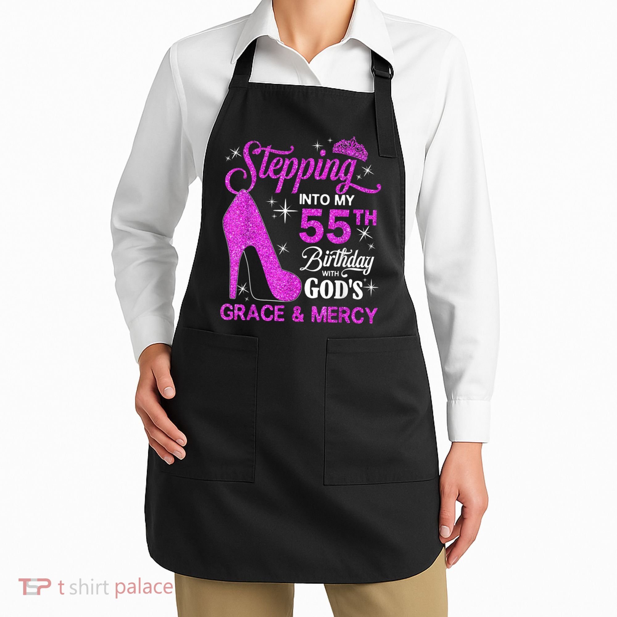 Stepping Into My 55th Birthday With God's Grace And Mercy Apron