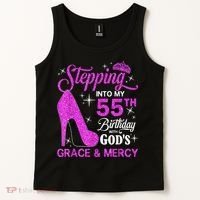 Stepping Into My 55th Birthday With God's Grace And Mercy Tank Top thumb 2
