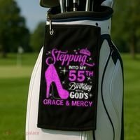 Stepping Into My 55th Birthday With God's Grace And Mercy Golf Towel thumb 2