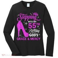 Stepping Into My 55th Birthday With God's Grace And Mercy Women's Long Sleeve Shirt thumb 0