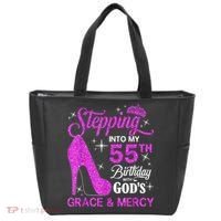 Stepping Into My 55th Birthday With God's Grace And Mercy Tote Bag thumb 0