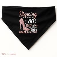 Stepping Into My 80th Birthday 80 Year Old Bday USA-Made Doggie Bandana thumb 0