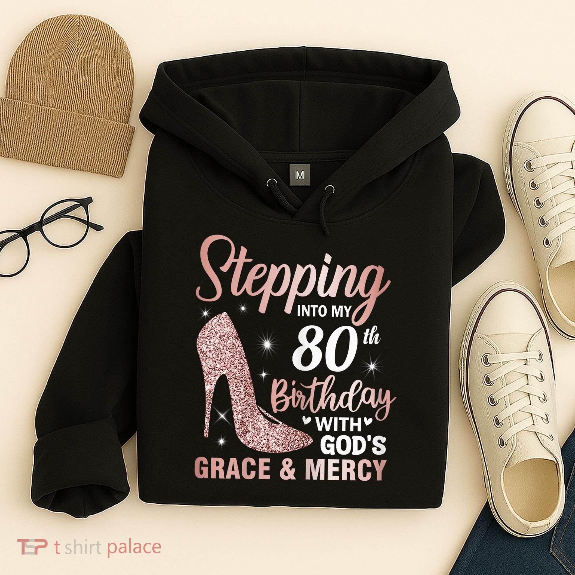 Stepping Into My 80th Birthday 80 Year Old Bday Hoodie