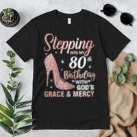 Stepping Into My 80th Birthday 80 Year Old Bday Premium T-Shirt thumb 2