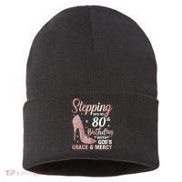 Stepping Into My 80th Birthday 80 Year Old Bday Sustainable Knit Beanie thumb 0