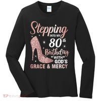Stepping Into My 80th Birthday 80 Year Old Bday Women's Long Sleeve Shirt thumb 0