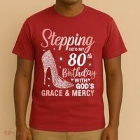 Stepping Into My 80th Birthday 80 Year Old Bday T-Shirt thumb 3