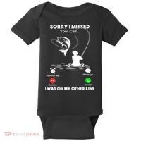 Sorry I Missed Your Call I Was On My Other Line Fishing Gift Baby Bodysuit thumb 0