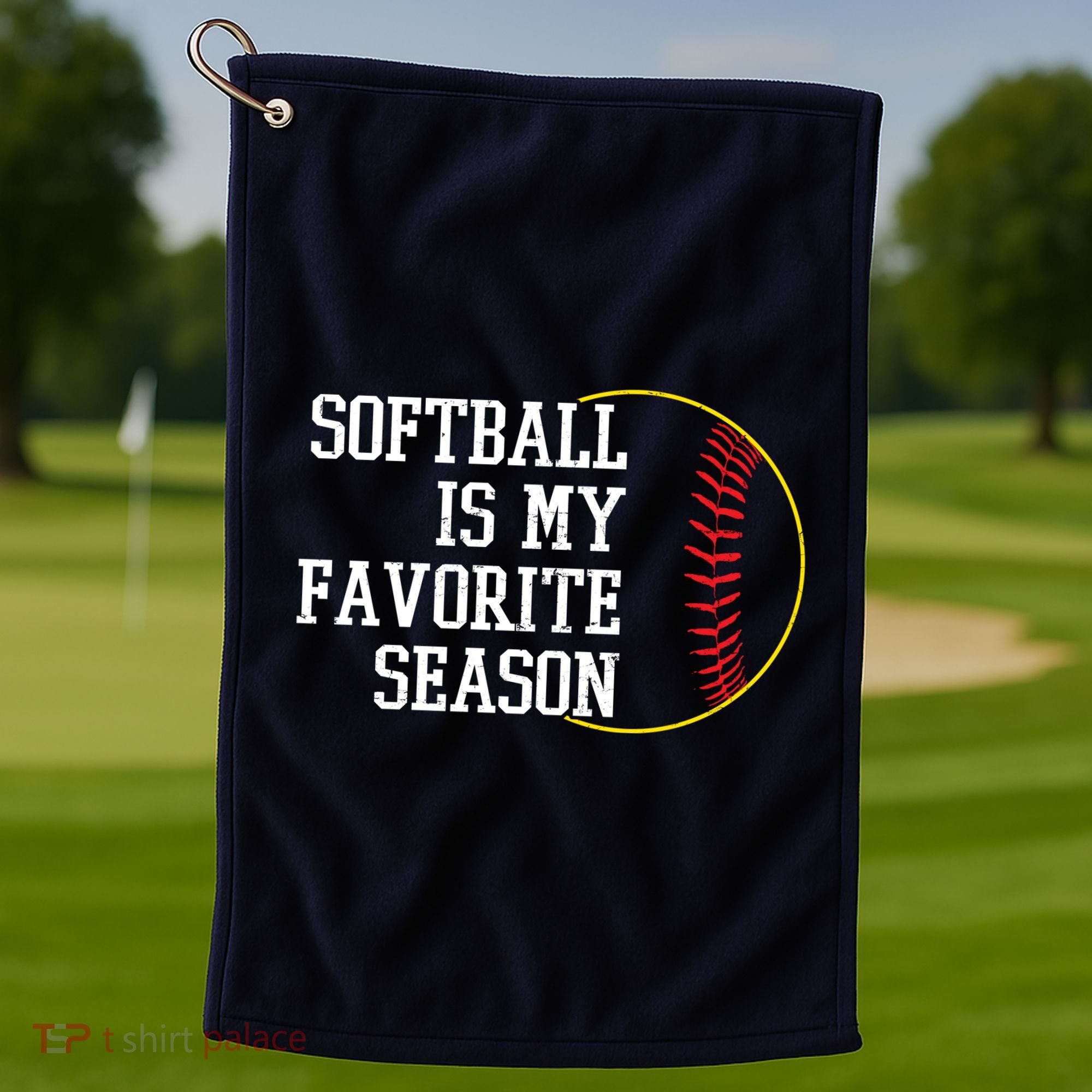 Softball Is My Favorite Season Golf Towel
