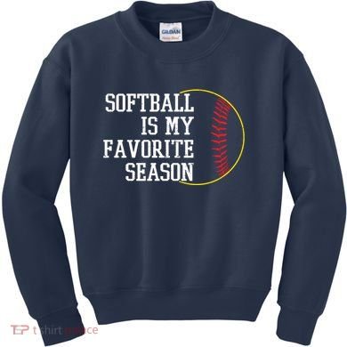 Softball Is My Favorite Season Kids Sweatshirt