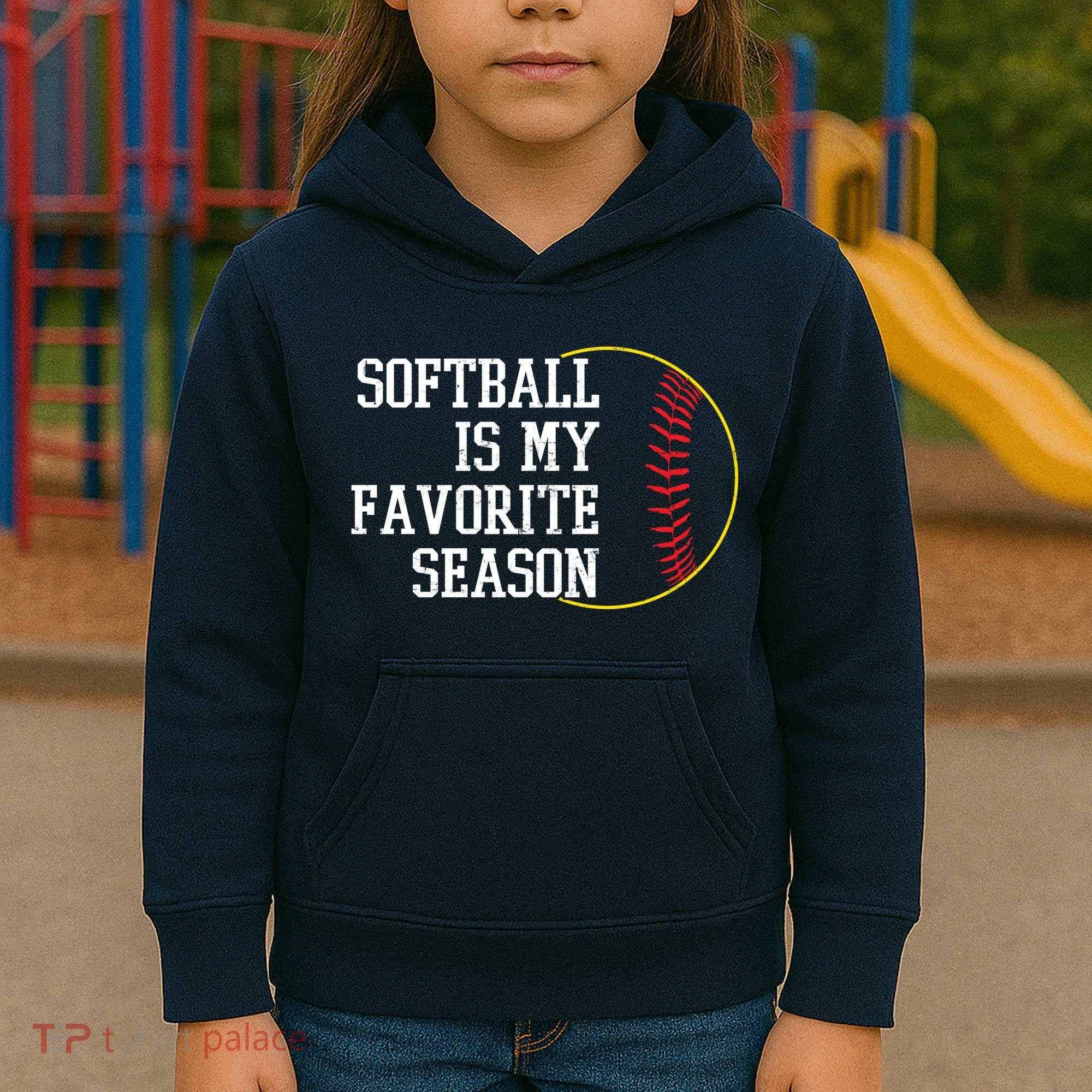 Softball Is My Favorite Season Kids Hoodie