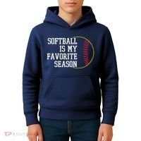 Softball Is My Favorite Season Kids Hoodie thumb 4