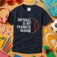 Softball Is My Favorite Season Kids T-Shirt thumb 3