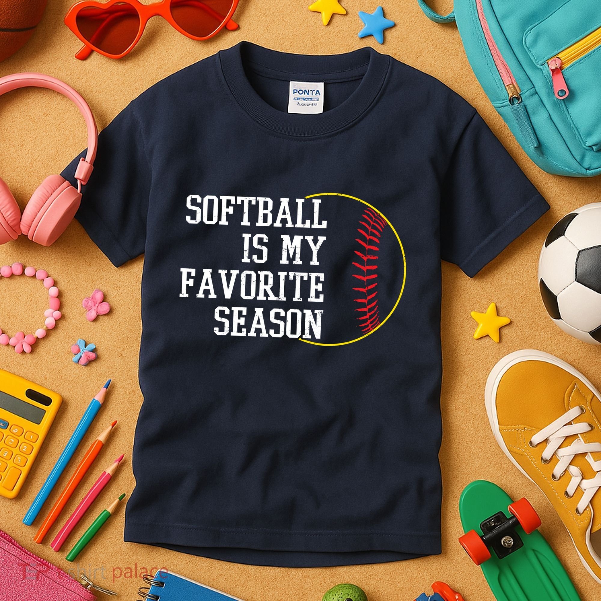 Softball Is My Favorite Season Kids T-Shirt