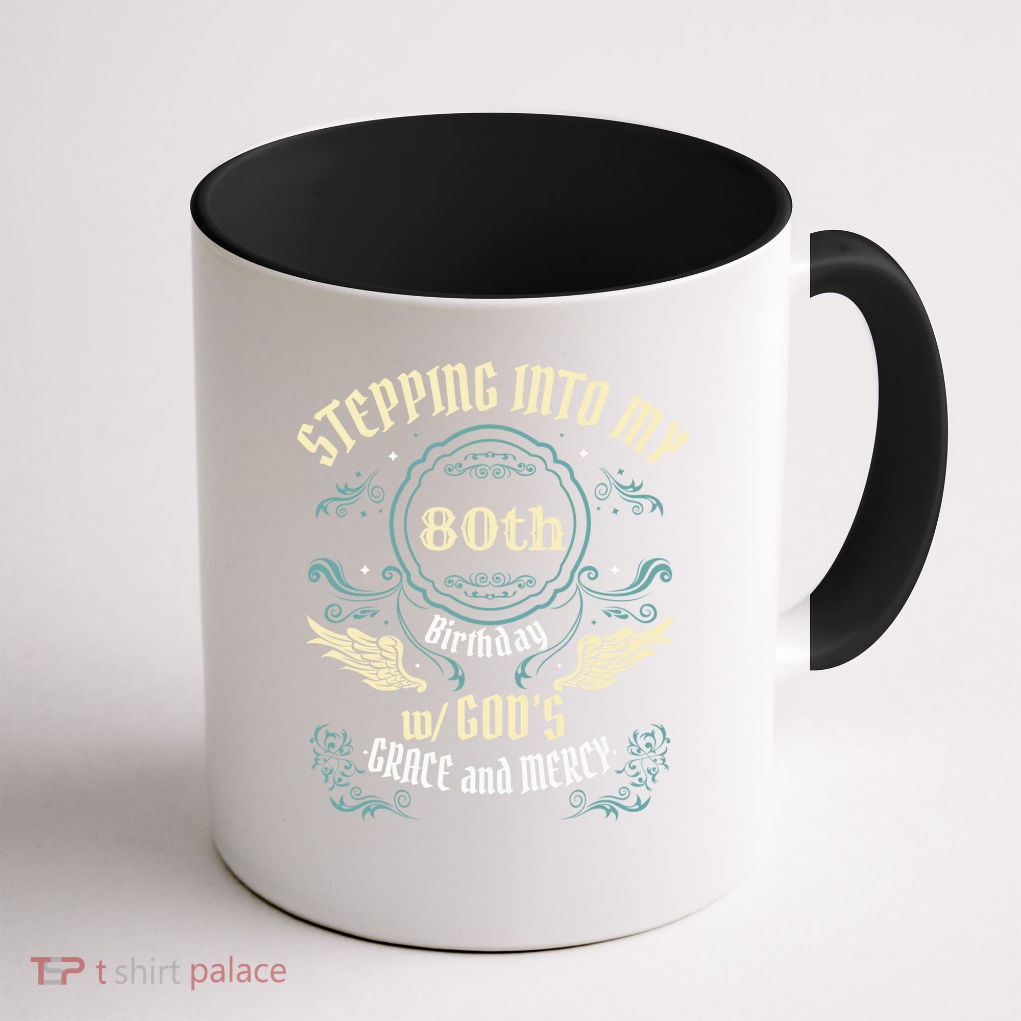 Stepping Into My 80th Birthday Religious Bday Party Theme Coffee Mug