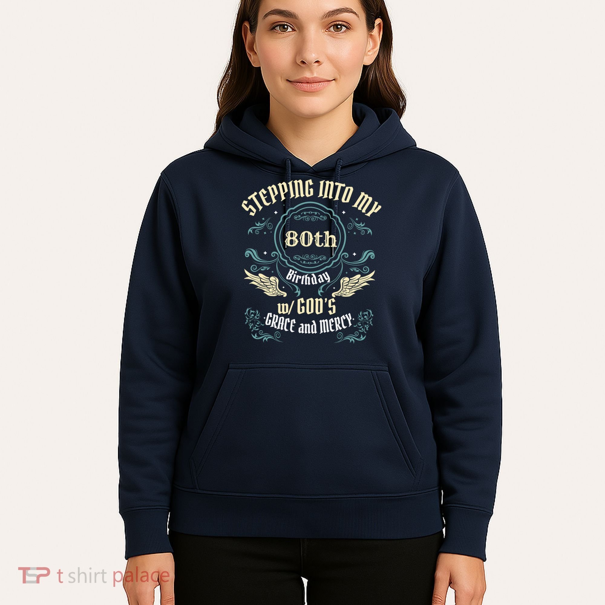 Stepping Into My 80th Birthday Religious Bday Party Theme Hoodie