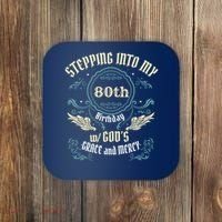 Stepping Into My 80th Birthday Religious Bday Party Theme Coaster thumb 0