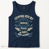 Stepping Into My 80th Birthday Religious Bday Party Theme Tank Top thumb 2