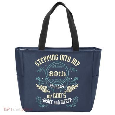 Stepping Into My 80th Birthday Religious Bday Party Theme Tote Bag