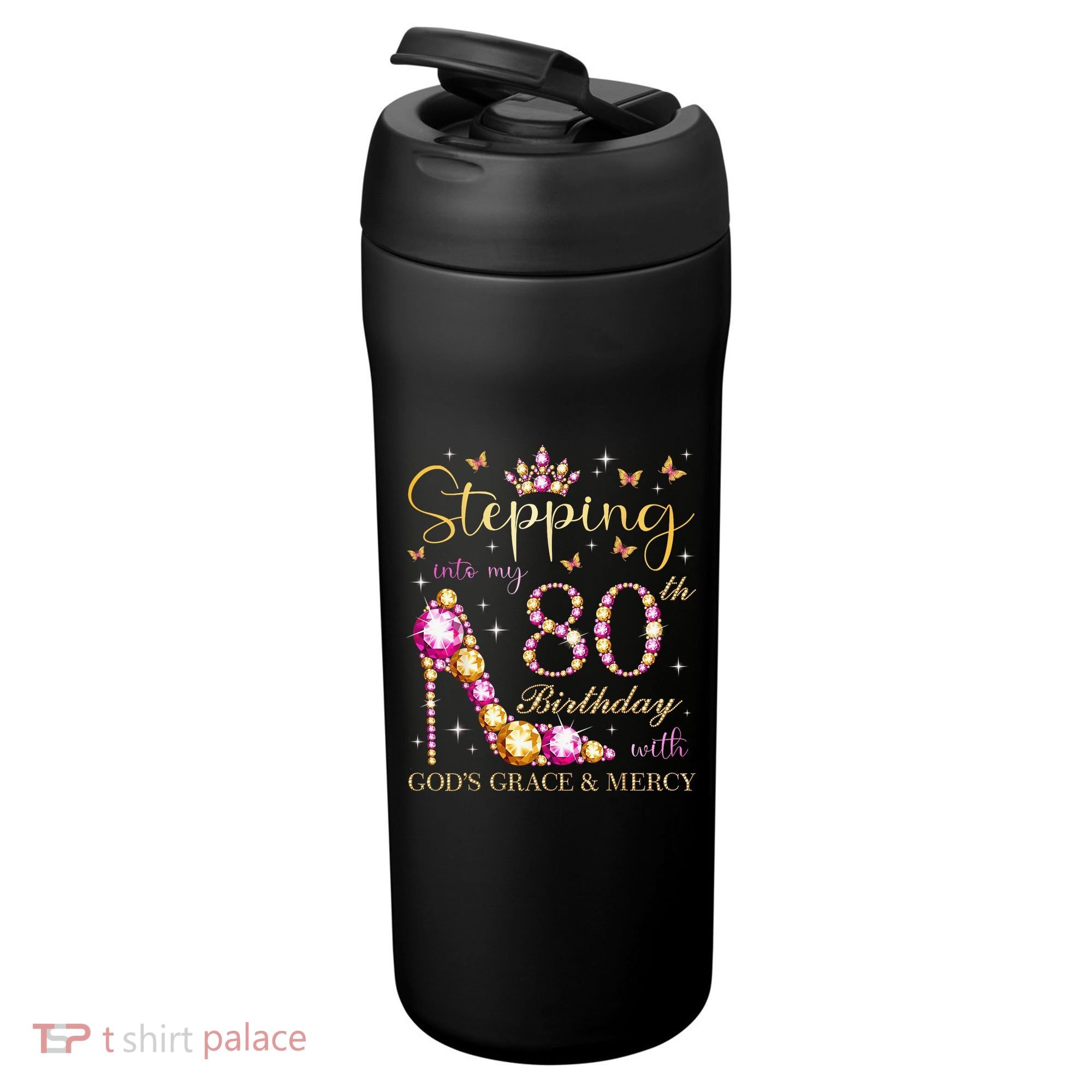 Stepping Into My 80th Birthday With God'S Grace & Mercy Cute 24oz Duet Stainless Steel Tumbler