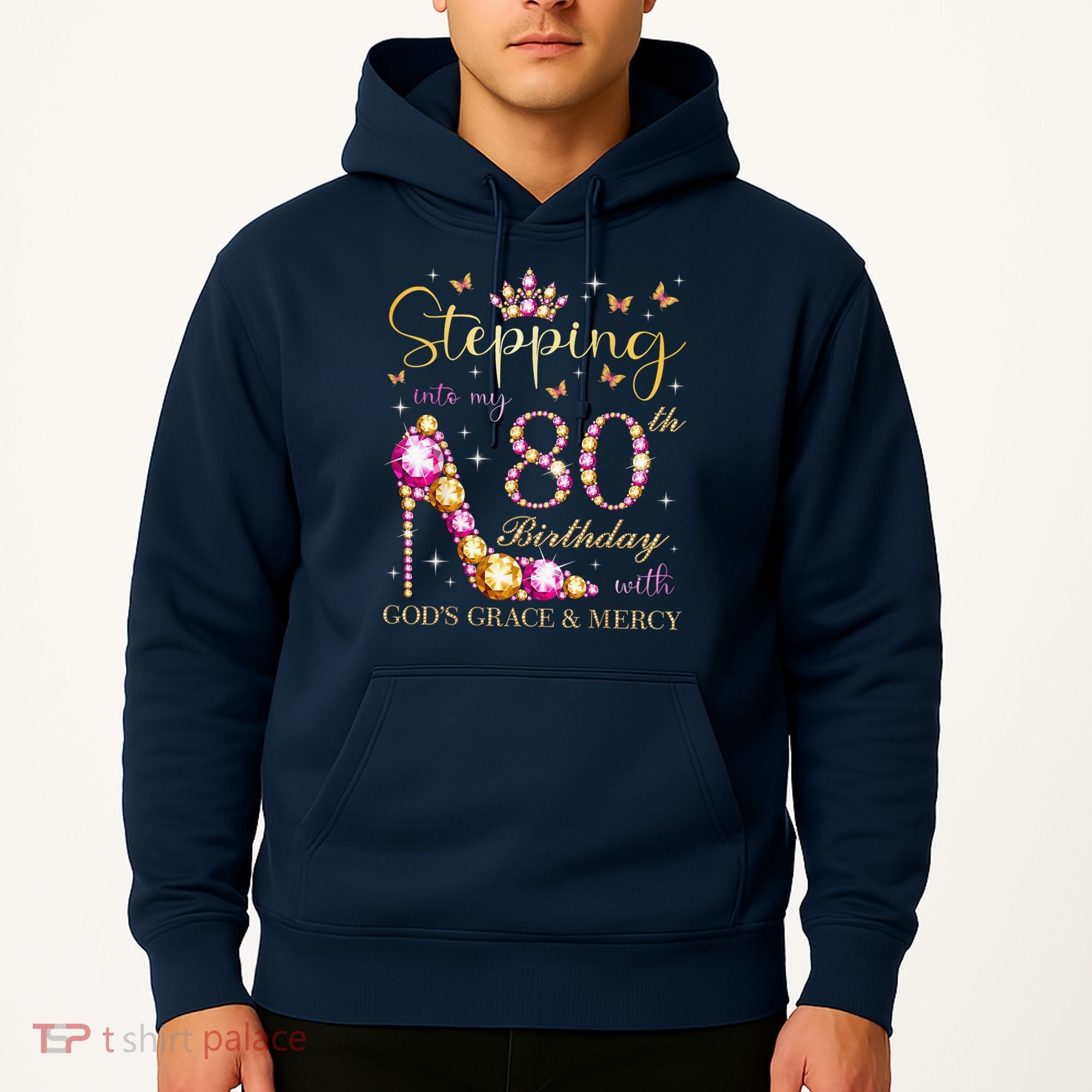 Stepping Into My 80th Birthday With God'S Grace & Mercy Cute Hoodie