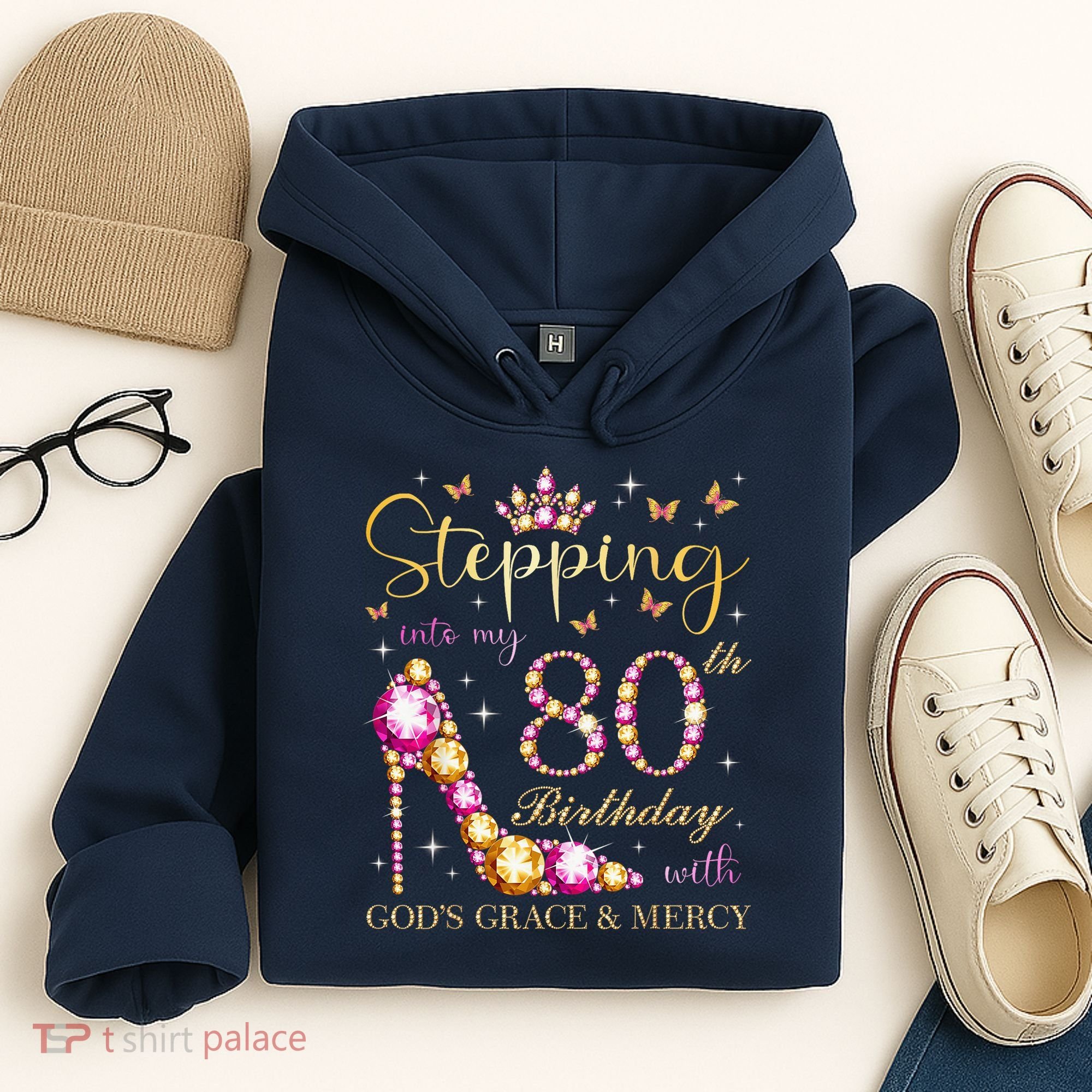Stepping Into My 80th Birthday With God'S Grace & Mercy Cute Hoodie
