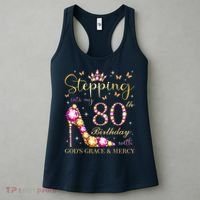 Stepping Into My 80th Birthday With God'S Grace & Mercy Cute Women's Tank Top thumb 3