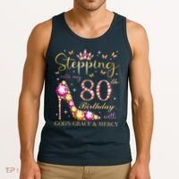 Stepping Into My 80th Birthday With God'S Grace & Mercy Cute Tank Top thumb 3