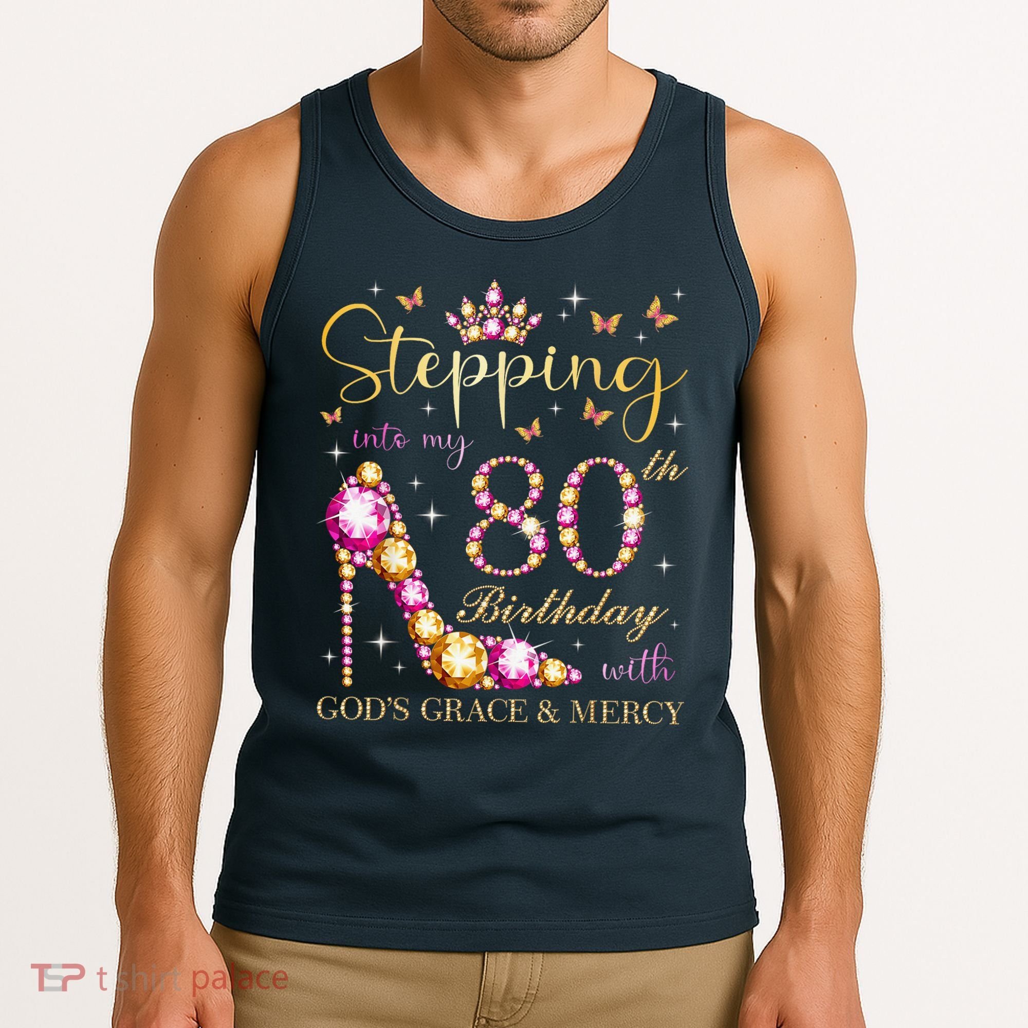 Stepping Into My 80th Birthday With God'S Grace & Mercy Cute Tank Top